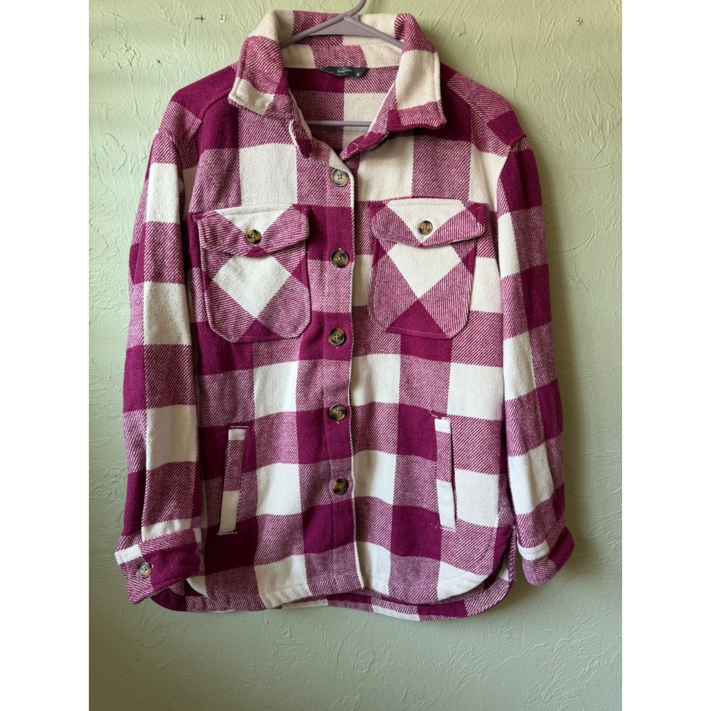 Plaid Shacket Buffalo Check Button Down Shirt Jacket Small